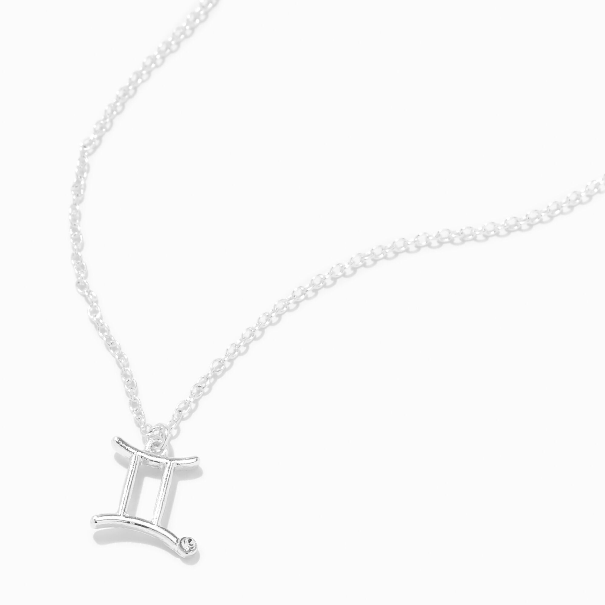 Silver Zodiac Embellished Pendant Necklace Gemini Icing US