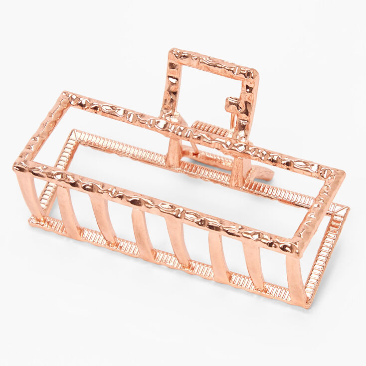Rose Gold-Tone Rectangle Metal Hair Claw,