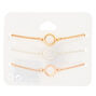 Mixed Metal Circle Chain Bracelets - 3 Pack,