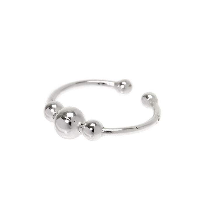 Sterling Silver Beaded Faux Hoop Nose Ring,