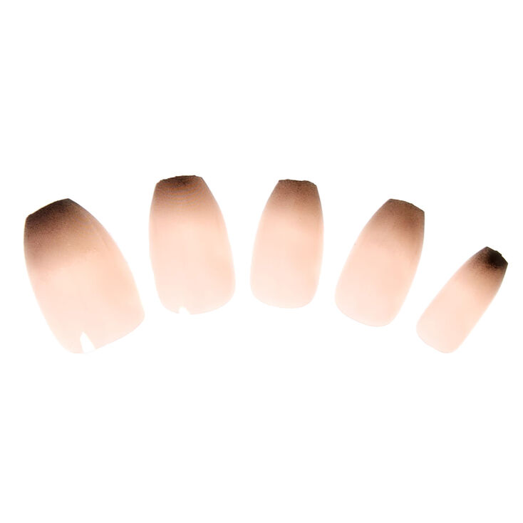 Black Ombre Coffin Tip Instant Nails,