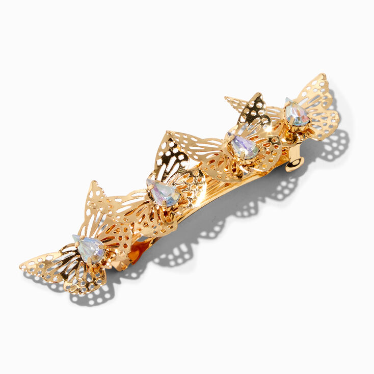 Gold Filigree Embellished Butterfly Hair Barrette,