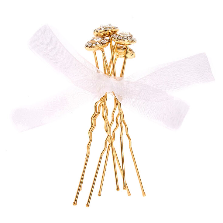 Crystal Halo Gold Tone Bobby Pins,
