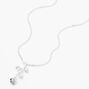 Silver Long Stemmed Rose Pendant Necklace,