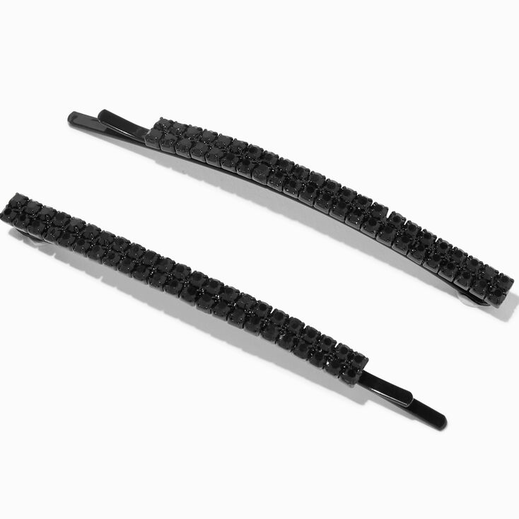 Black Rhinestone Bobby Pins - 2 Pack,