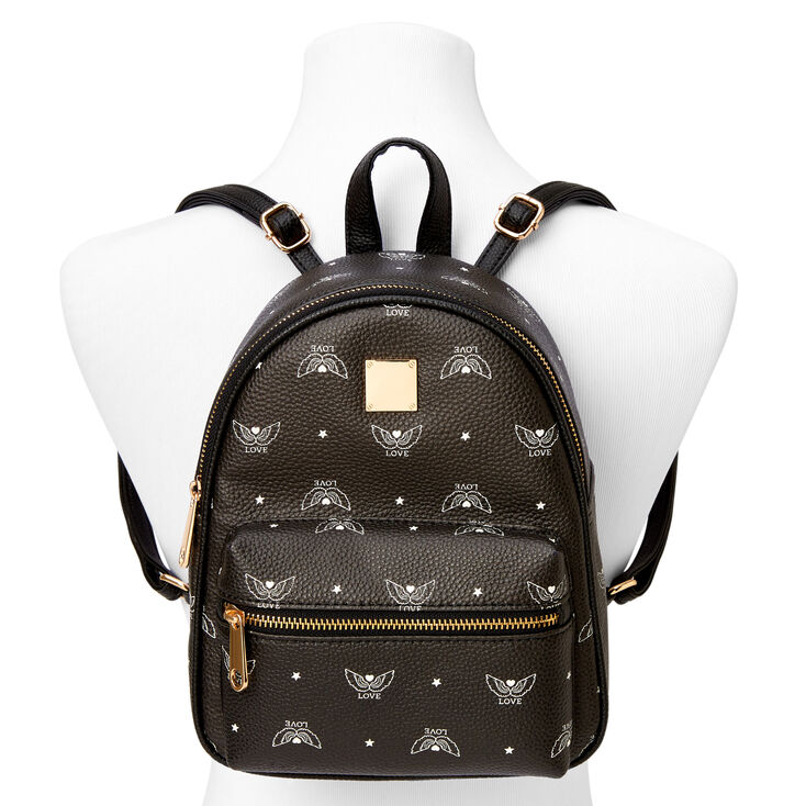 Love Angel Wings Small Backpack - Black,