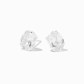 B&#39;Loved by Icing Sterling Silver Cubic Zirconia 10MM Oval Stud Earrings,