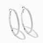 Silver 40MM Thin Glitter Hoop Earrings,