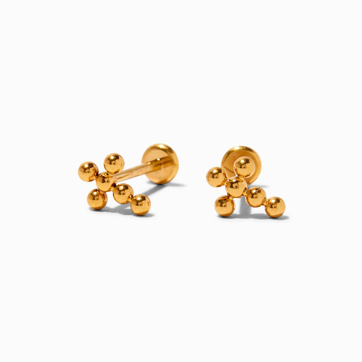 ICING Select Gold-tone Titanium Ball Cross Flat Back Stud Earrings,