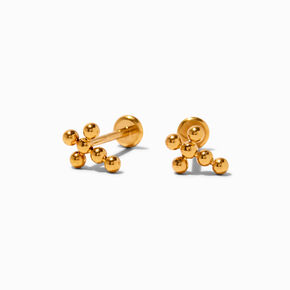 Icing Select Gold-tone Titanium Ball Cross Flat Back Stud Earrings,