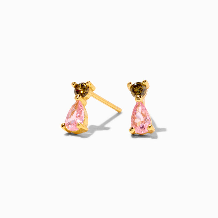 Sterling Silver Cubic Zirconia Pink Teardrop Earrings,