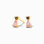 Sterling Silver Cubic Zirconia Pink Teardrop Earrings,