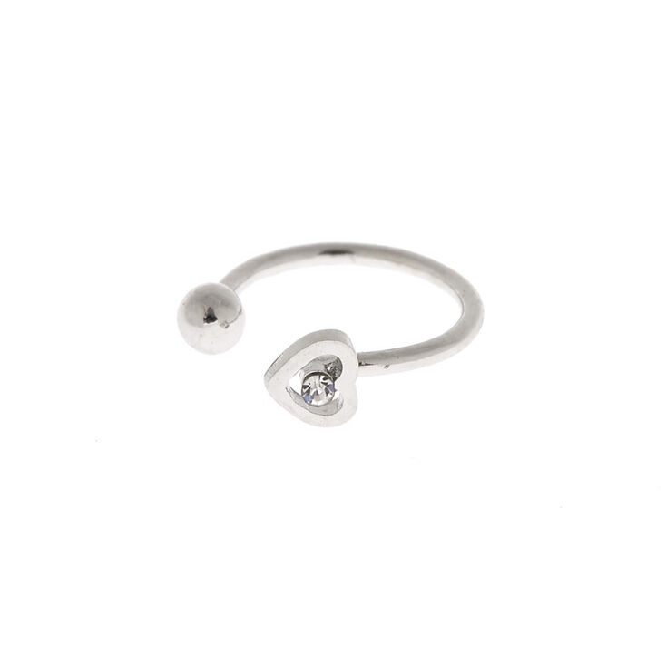 Silver Faux Heart Outline Nose Ring,