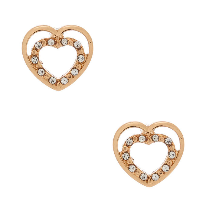 Gold Heart Stud Earrings,
