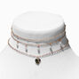 Gold &amp; Pearl Heart Chain Choker Necklaces - 3 Pack,