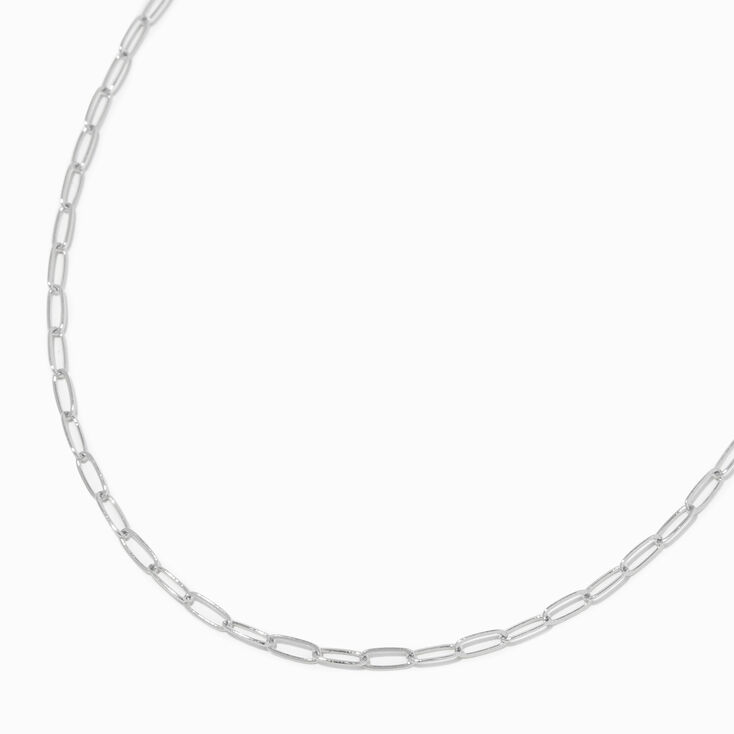 Silver Paper Clip Chain Necklace,