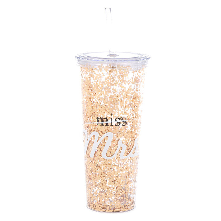 Miss to Mrs. Glitter Tumbler Cup - Rose Gold,