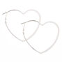 Silver 60MM Heart Hoop Earrings,