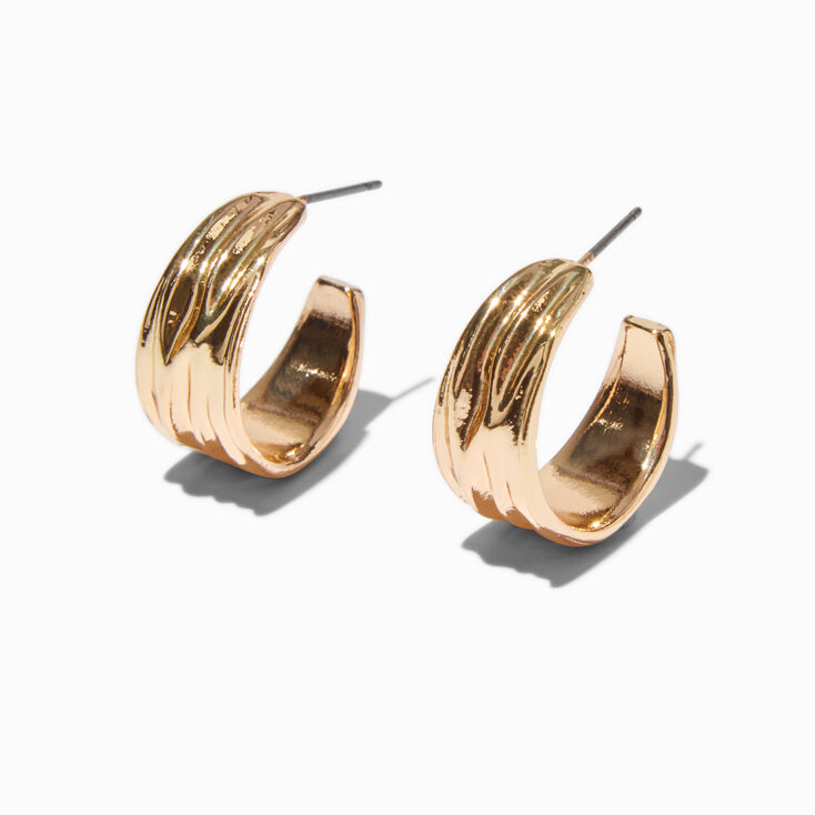 Gold-tone Wide Textured 20MM Hoop Earrings ,