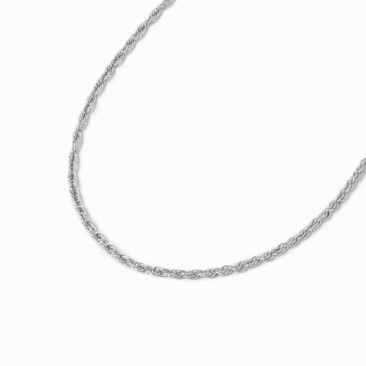 Silver-tone Stainless Steel 3MM Rope Chain Necklace,