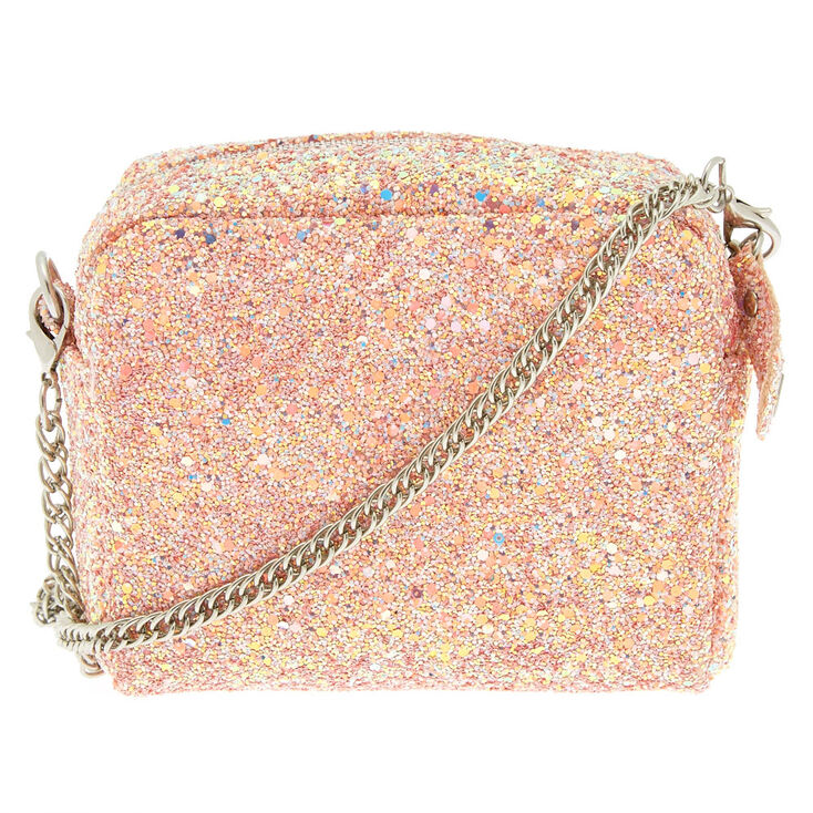 Mini Glitter Crossbody Bag - Pink,