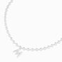 Silver Beaded Bubble Initial Pendant Necklace - M,