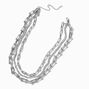 Silver-tone Chunky Mixed Chain Multi-Strand Necklace,