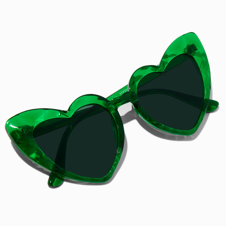 Green Beveled Heart Sunglasses,