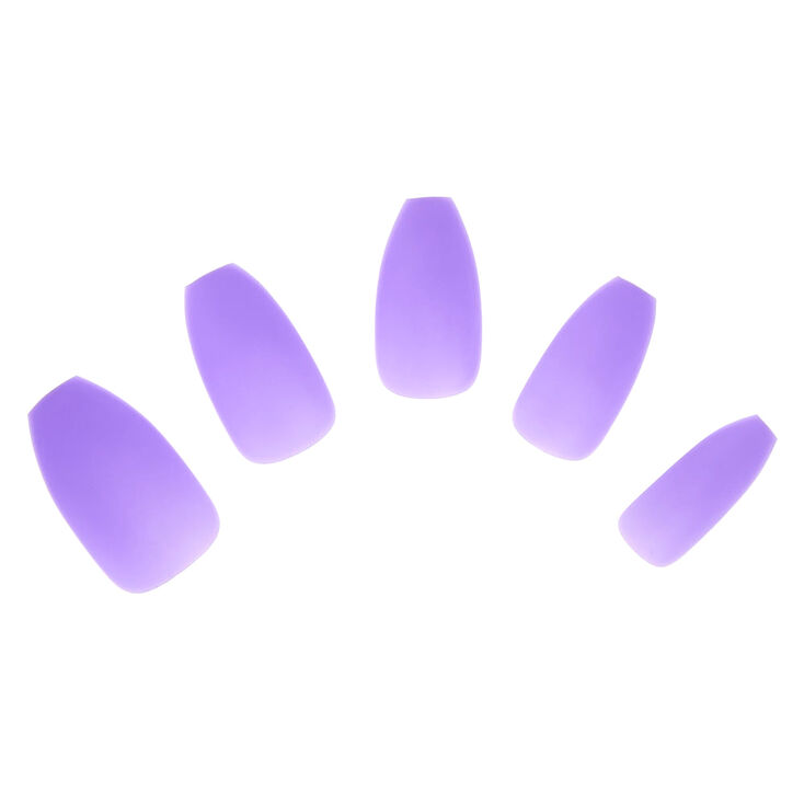 Bright Purple Matte Faux Nail Set,