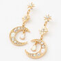 Gold 2&quot; Celestial Drop Earrings,