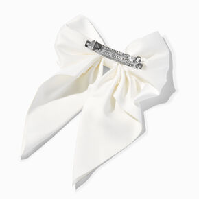 White Satin Bow Barrette Hair Clip,