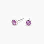 Sterling Silver Cubic Zirconia Round Stud Earrings - Purple, 5MM,