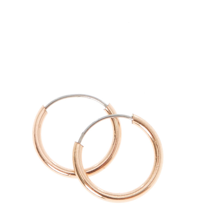 10MM Rose Gold Hoop Earrings,
