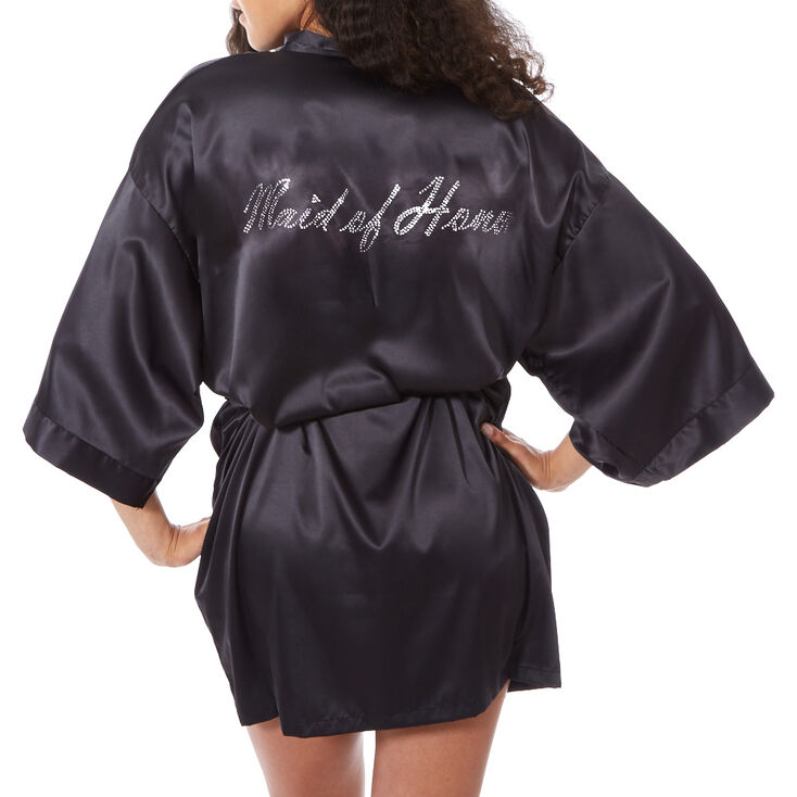 Black Satin & Crystal Maid of Honor Robe,