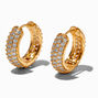 Icing Select 18k Yellow Gold Plated Pav&eacute; Cubic Zirconia   14MM Hoop Earrings ,