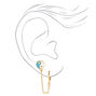 Gold Huggie Hoop &amp; Yin Yang Stud Connector Chain Earrings,