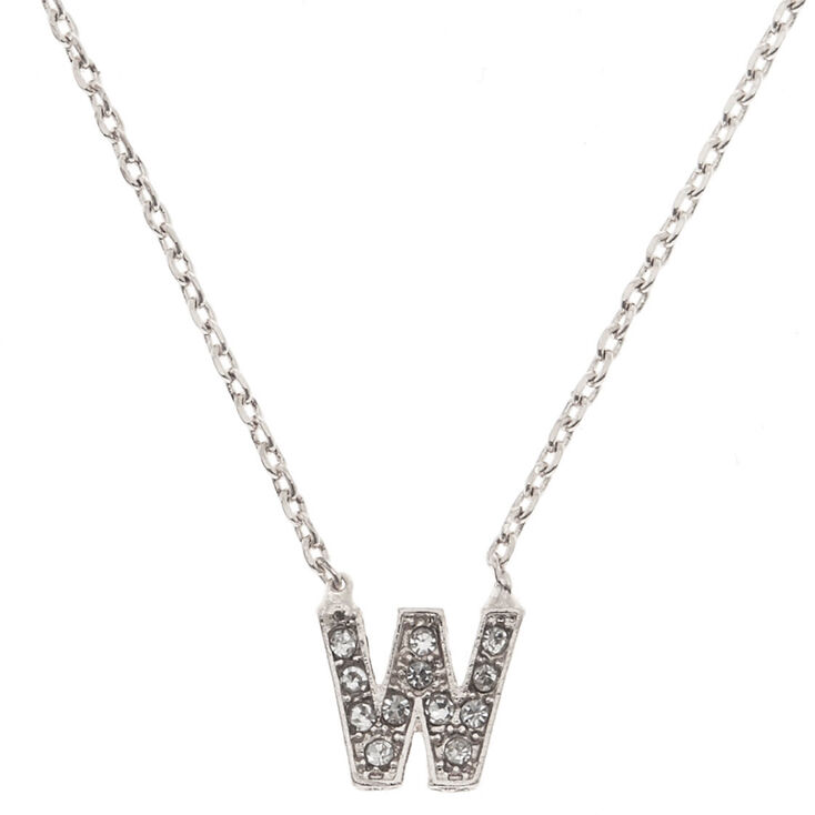 Silver Studded "W" Initial Necklace,