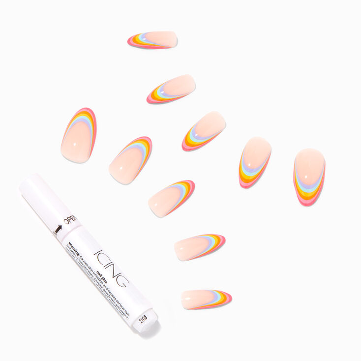 Rainbow Tip Stiletto Vegan Faux Nail Set - 24 Pack,
