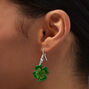 Glittery Double Shamrock Drop Earrings,