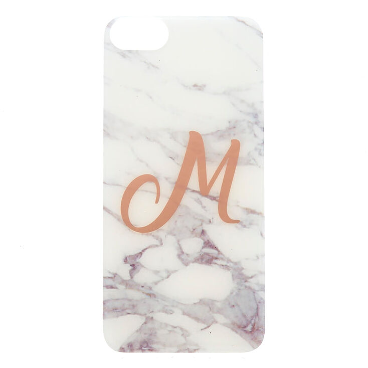 White Marbled "M" Initial Phone Case - Fits iPhone 6/7/8 Plus,