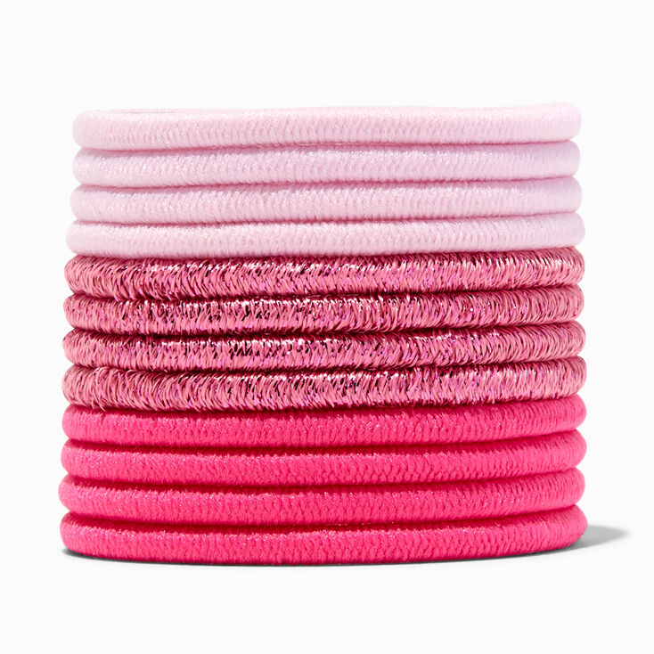 Tonal Pink Lurex Hair Ties - 12 Pack,