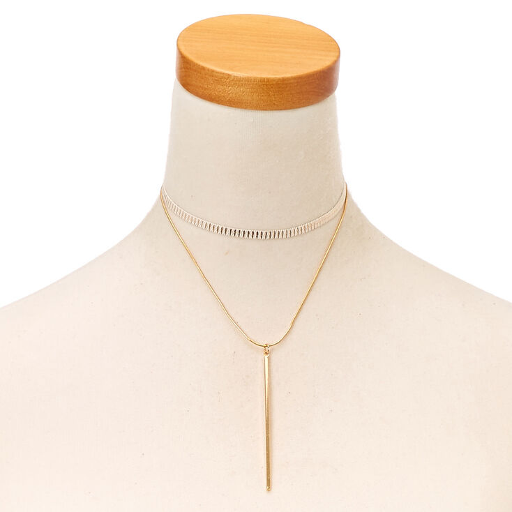White Gold Y Chain Choker,
