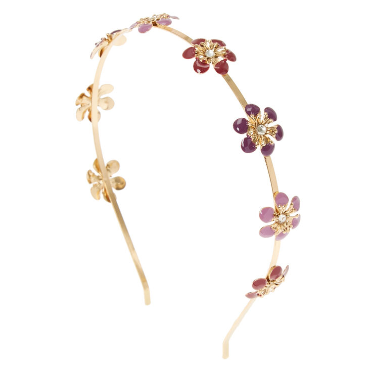 Purple Flower Gold Headband,