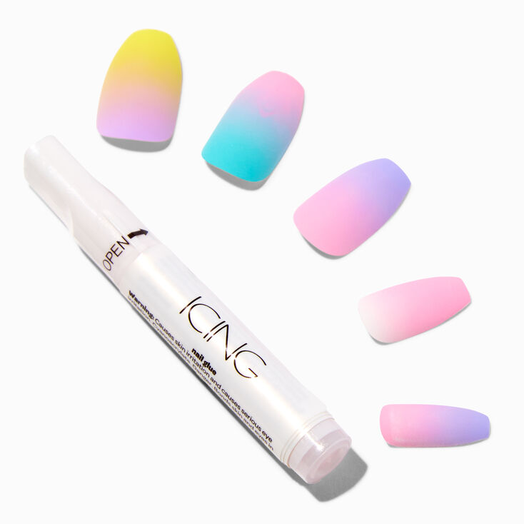 Matte Pastel Ombre Coffin Vegan Faux Nail Set &#40;24 pack&#41;,