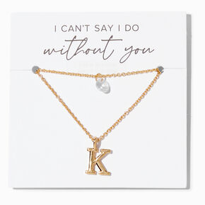 Bridesmaid Multi Strand Initial Pendant Necklace - K,