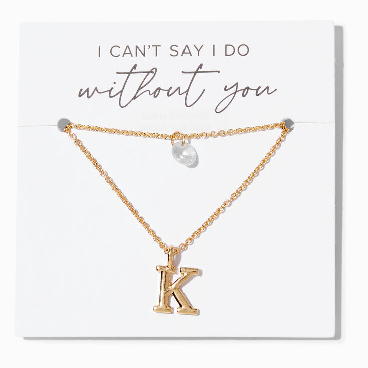 Bridesmaid Multi Strand Initial Pendant Necklace - K,