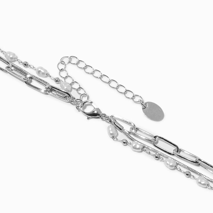 Silver-tone Mixed Chain Multi-Strand Necklace,
