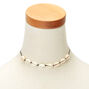 Cowrie Shell Cord Choker Necklace - Black,