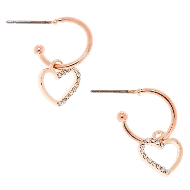 Rose Gold 12MM Heart Hoop Earrings,
