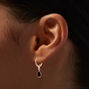 Black Teardrop Cubic Zirconia 10MM Gold-tone Huggie Hoop Earrings,